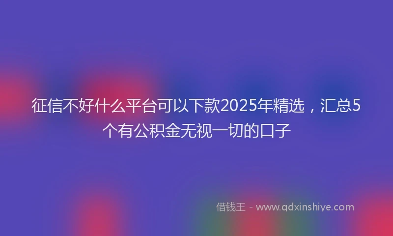 征信不好什么平台可以下款2025年精选，汇总5个有公积金无视一切的口子