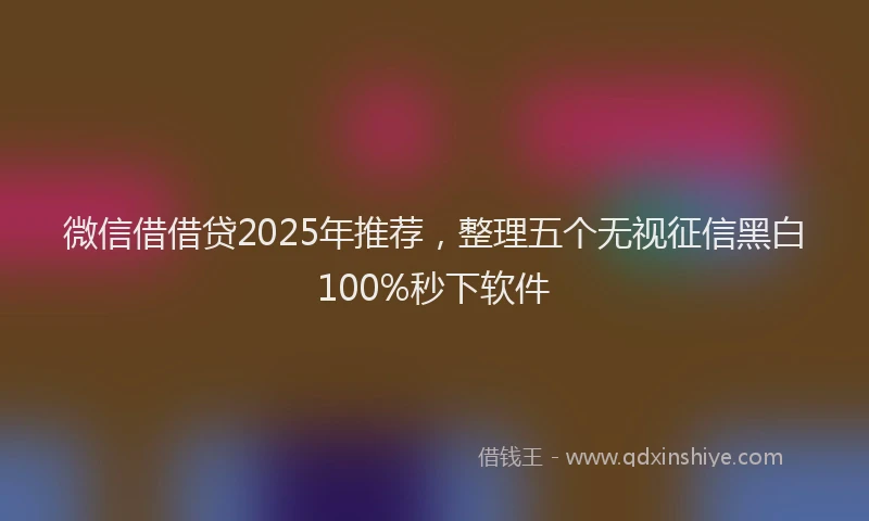 微信借借贷2025年推荐，整理五个无视征信黑白100%秒下软件