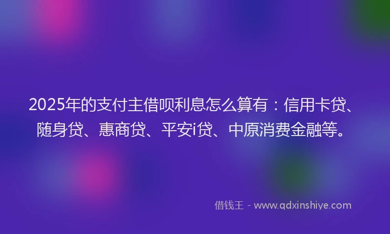 2025年的支付主借呗利息怎么算有：信用卡贷、随身贷、惠商贷、平安i贷、中原消费金融等。