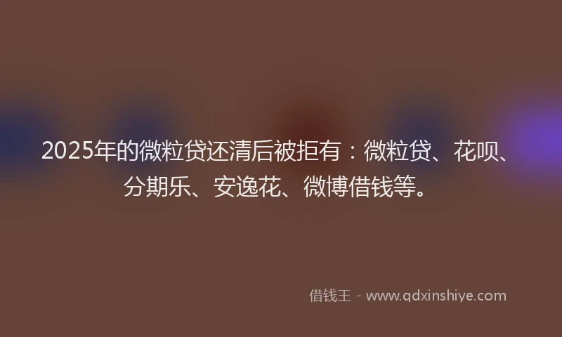 2025年的微粒贷还清后被拒有：微粒贷、花呗、分期乐、安逸花、微博借钱等。