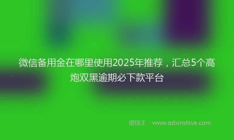 微信备用金在哪里使用2025年推荐，汇总5个高炮双黑逾期必下款平台