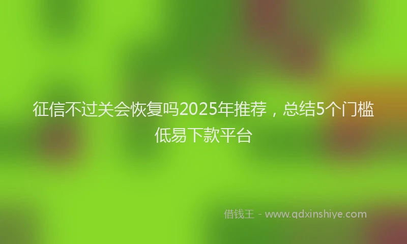 征信不过关会恢复吗2025年推荐，总结5个门槛低易下款平台