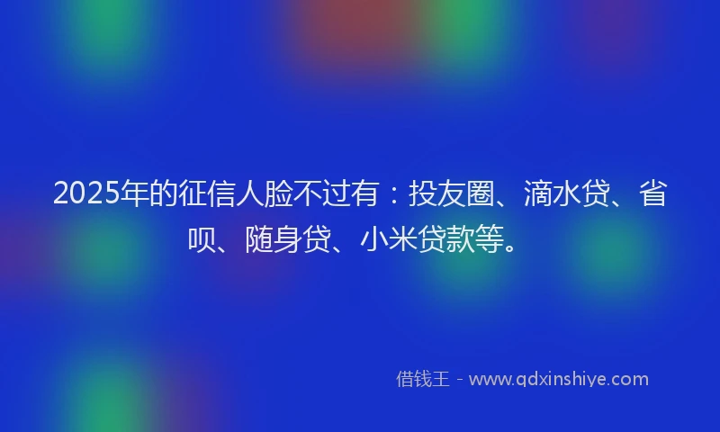 2025年的征信人脸不过有：投友圈、滴水贷、省呗、随身贷、小米贷款等。