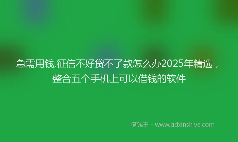 急需用钱,征信不好贷不了款怎么办2025年精选，整合五个手机上可以借钱的软件
