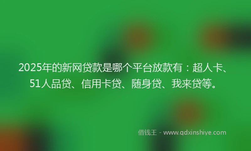 2025年的新网贷款是哪个平台放款有：超人卡、51人品贷、信用卡贷、随身贷、我来贷等。