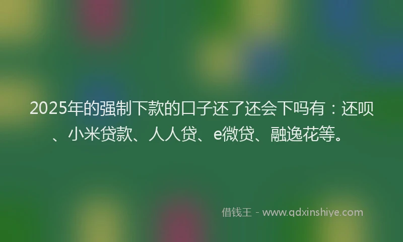 2025年的强制下款的口子还了还会下吗有：还呗、小米贷款、人人贷、e微贷、融逸花等。