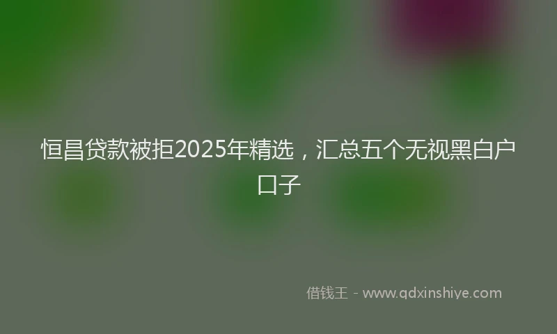 恒昌贷款被拒2025年精选，汇总五个无视黑白户口子