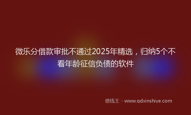 微乐分借款审批不通过2025年精选，归纳5个不看年龄征信负债的软件