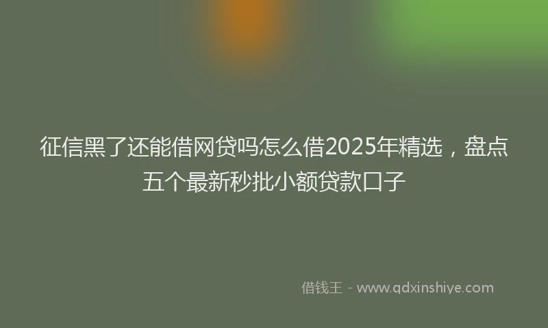 征信黑了还能借网贷吗怎么借2025年精选，盘点五个最新秒批小额贷款口子