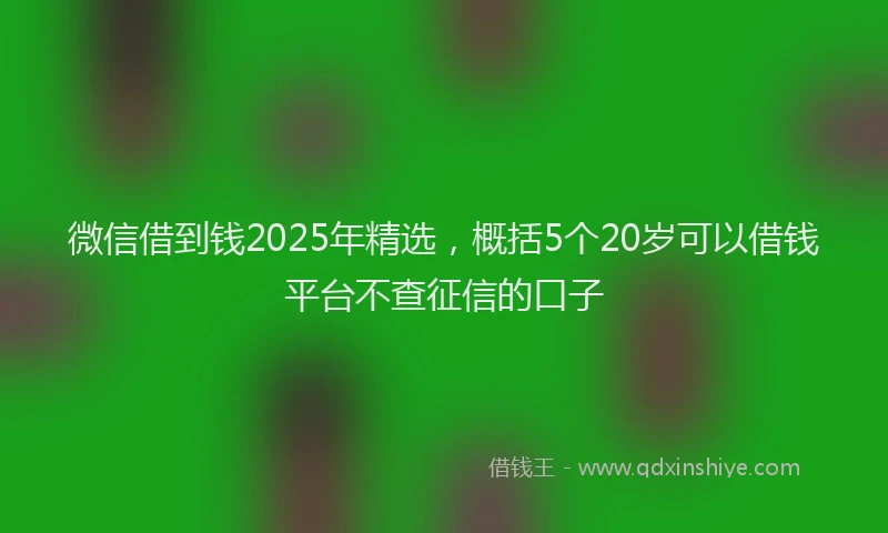 微信借到钱2025年精选，概括5个20岁可以借钱平台不查征信的口子