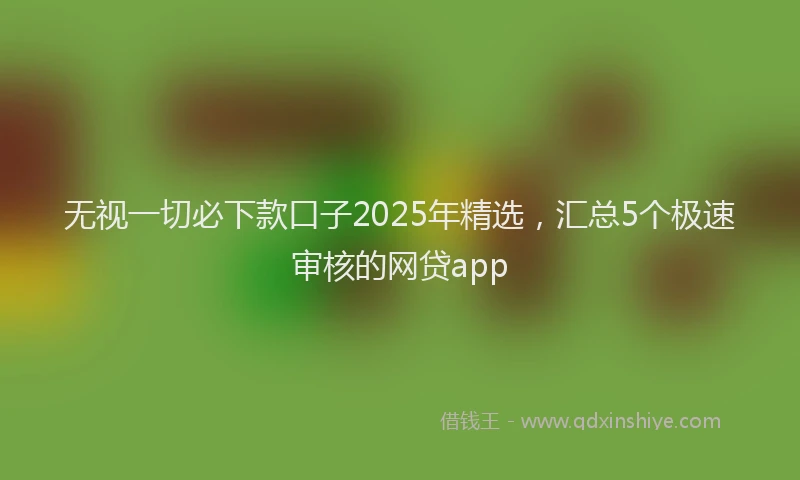 无视一切必下款口子2025年精选，汇总5个极速审核的网贷app