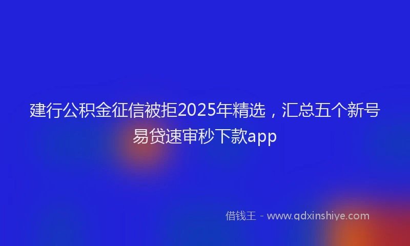 建行公积金征信被拒2025年精选，汇总五个新号易贷速审秒下款app