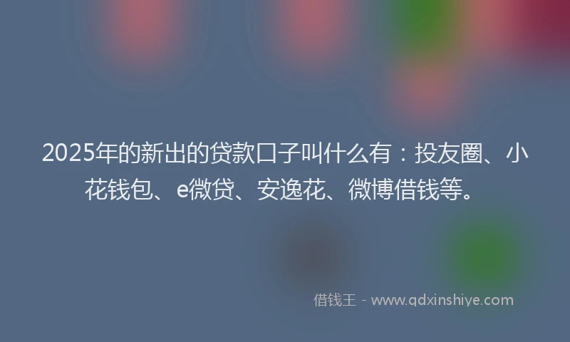 2025年的新出的贷款口子叫什么有：投友圈、小花钱包、e微贷、安逸花、微博借钱等。