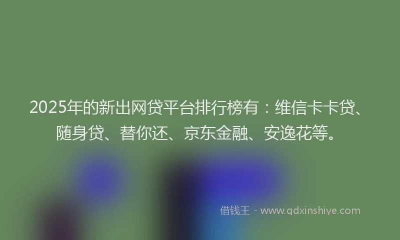 2025年的新出网贷平台排行榜有：维信卡卡贷、随身贷、替你还、京东金融、安逸花等。