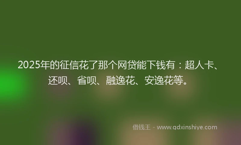 2025年的征信花了那个网贷能下钱有：超人卡、还呗、省呗、融逸花、安逸花等。