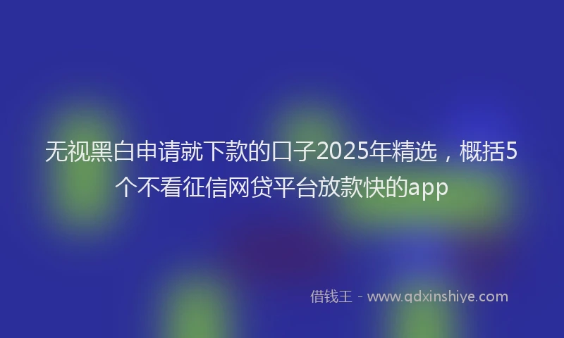 无视黑白申请就下款的口子2025年精选，概括5个不看征信网贷平台放款快的app
