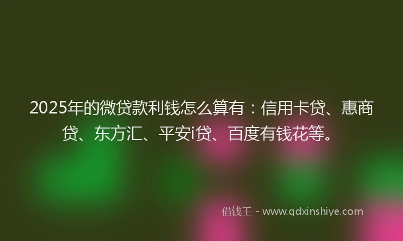 2025年的微贷款利钱怎么算有：信用卡贷、惠商贷、东方汇、平安i贷、百度有钱花等。