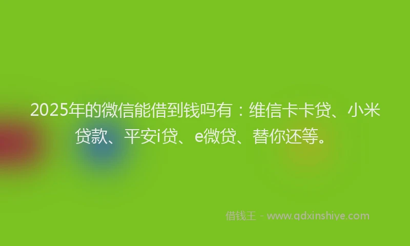 2025年的微信能借到钱吗有：维信卡卡贷、小米贷款、平安i贷、e微贷、替你还等。