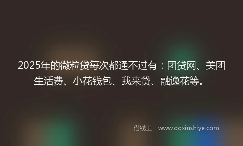 2025年的微粒贷每次都通不过有：团贷网、美团生活费、小花钱包、我来贷、融逸花等。