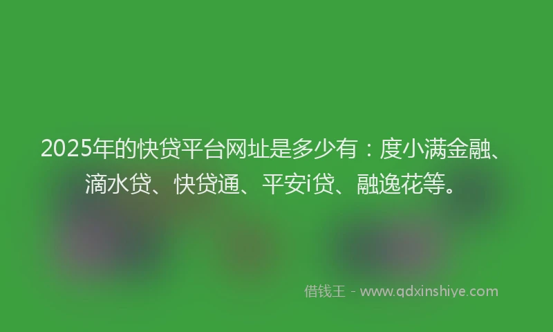 2025年的快贷平台网址是多少有：度小满金融、滴水贷、快贷通、平安i贷、融逸花等。