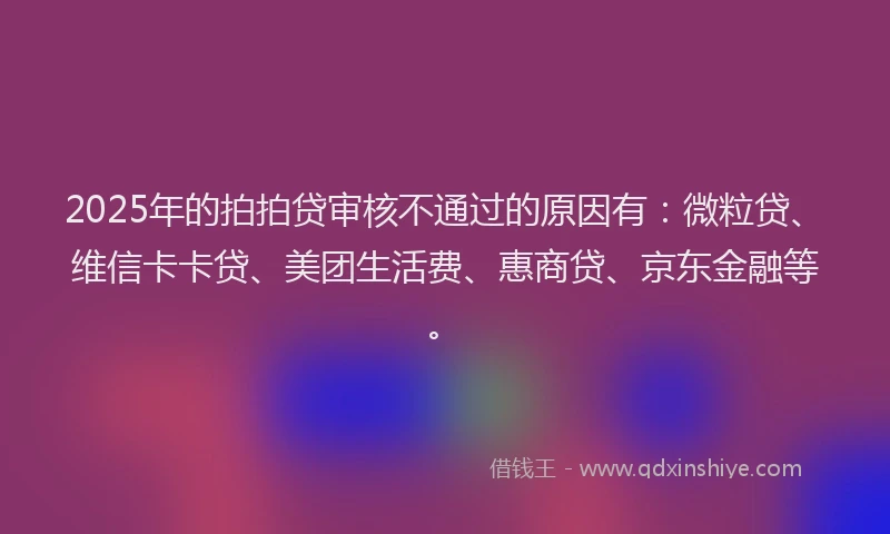 2025年的拍拍贷审核不通过的原因有：微粒贷、维信卡卡贷、美团生活费、惠商贷、京东金融等。