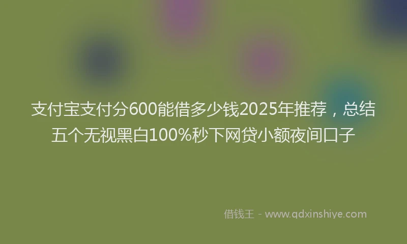 支付宝支付分600能借多少钱2025年推荐，总结五个无视黑白100%秒下网贷小额夜间口子