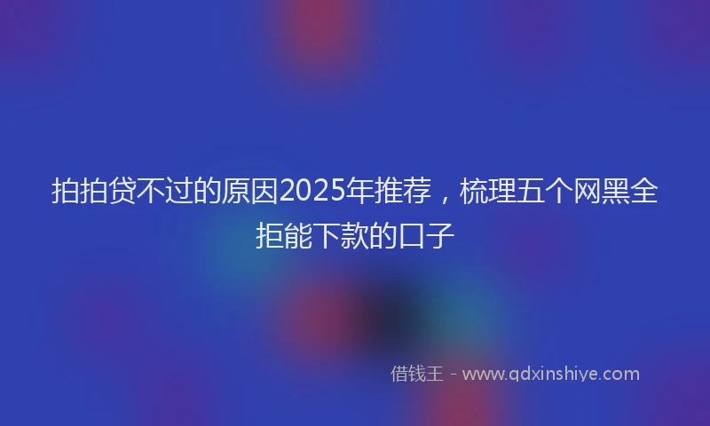 拍拍贷不过的原因2025年推荐，梳理五个网黑全拒能下款的口子
