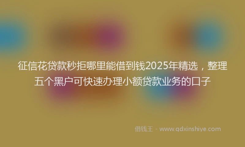 征信花贷款秒拒哪里能借到钱2025年精选，整理五个黑户可快速办理小额贷款业务的口子