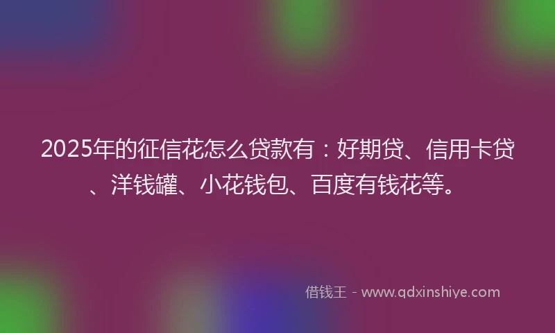 2025年的征信花怎么贷款有：好期贷、信用卡贷、洋钱罐、小花钱包、百度有钱花等。