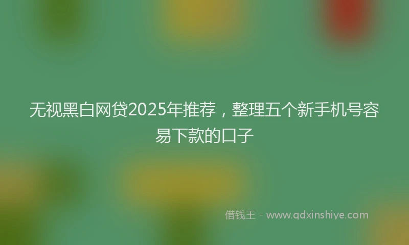 无视黑白网贷2025年推荐，整理五个新手机号容易下款的口子