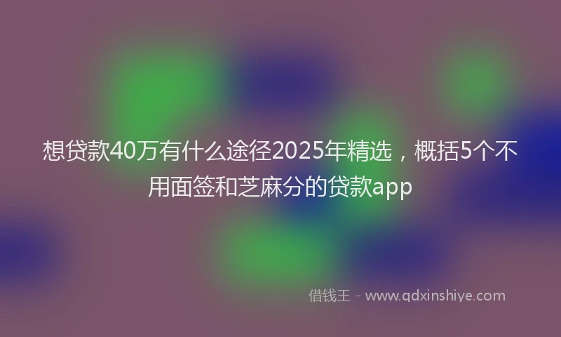 想贷款40万有什么途径2025年精选，概括5个不用面签和芝麻分的贷款app