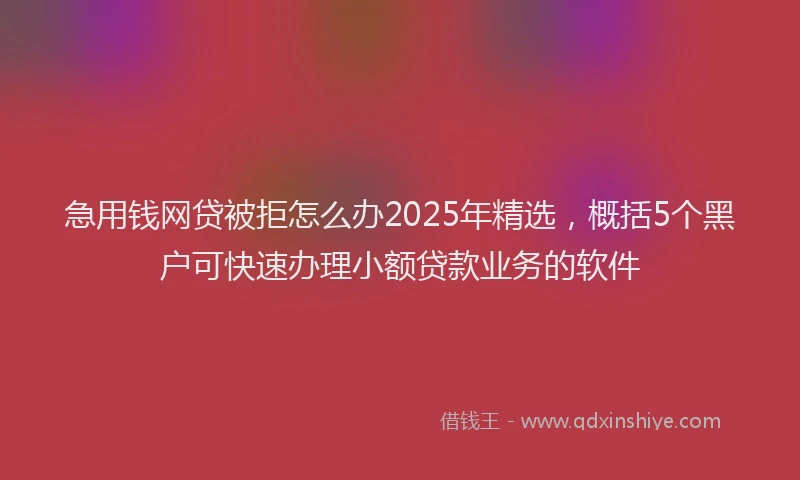 急用钱网贷被拒怎么办2025年精选，概括5个黑户可快速办理小额贷款业务的软件