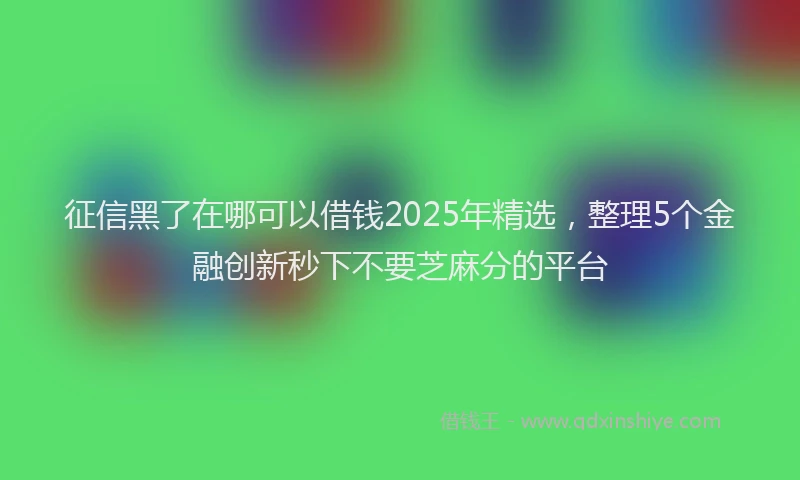 征信黑了在哪可以借钱2025年精选，整理5个金融创新秒下不要芝麻分的平台