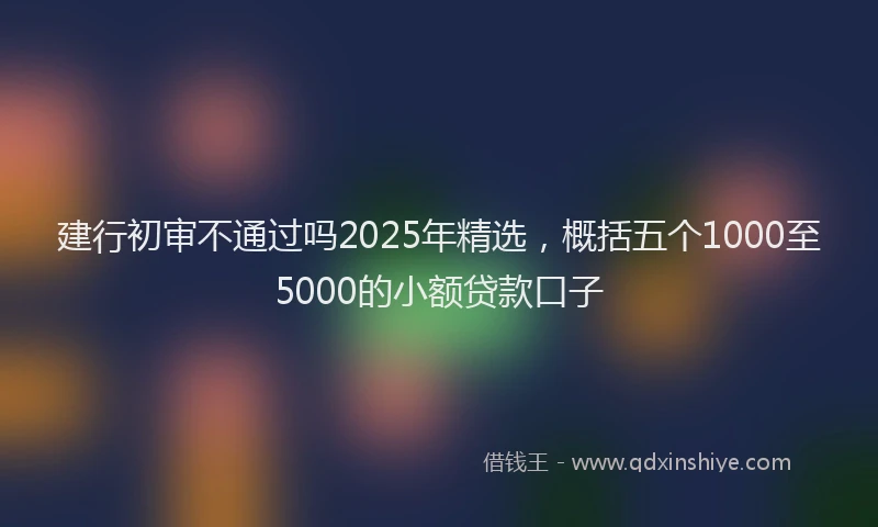 建行初审不通过吗2025年精选，概括五个1000至5000的小额贷款口子