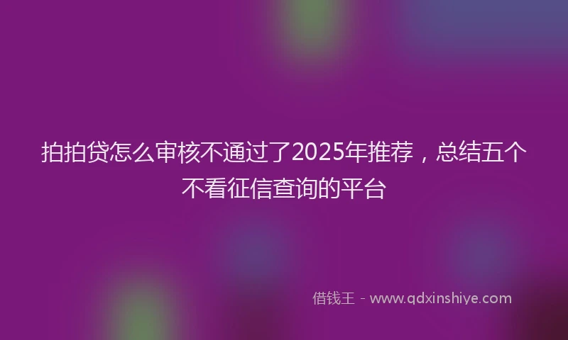 拍拍贷怎么审核不通过了2025年推荐，总结五个不看征信查询的平台