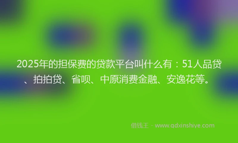 2025年的担保费的贷款平台叫什么有：51人品贷、拍拍贷、省呗、中原消费金融、安逸花等。