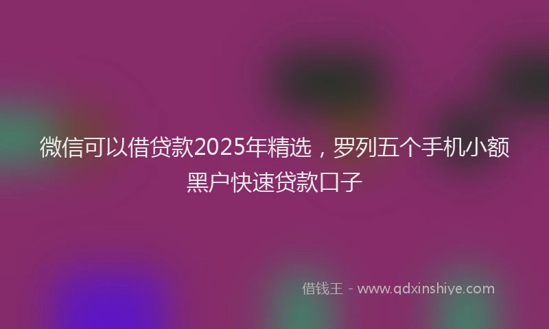 微信可以借贷款2025年精选，罗列五个手机小额黑户快速贷款口子