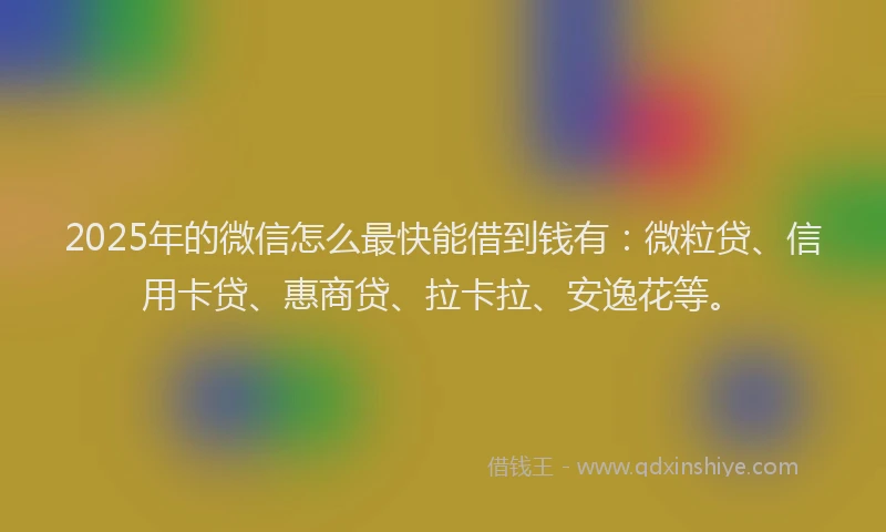2025年的微信怎么最快能借到钱有：微粒贷、信用卡贷、惠商贷、拉卡拉、安逸花等。