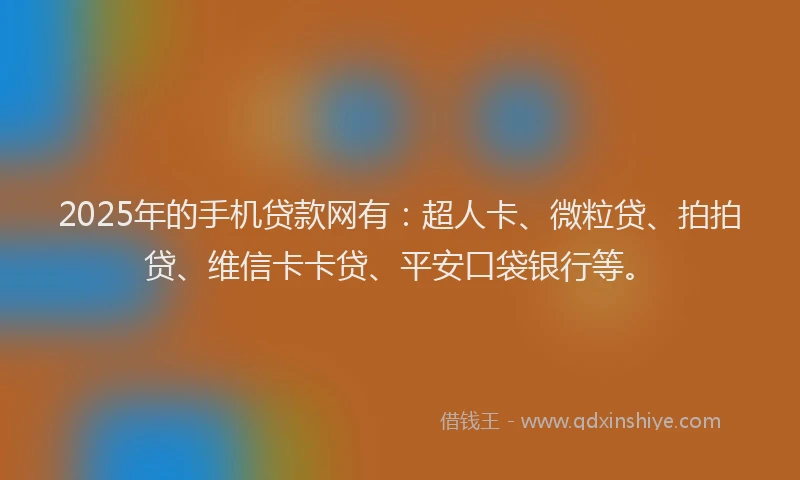 2025年的手机贷款网有：超人卡、微粒贷、拍拍贷、维信卡卡贷、平安口袋银行等。