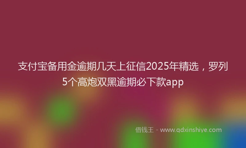 支付宝备用金逾期几天上征信2025年精选，罗列5个高炮双黑逾期必下款app