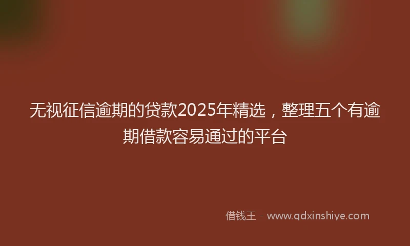 无视征信逾期的贷款2025年精选，整理五个有逾期借款容易通过的平台