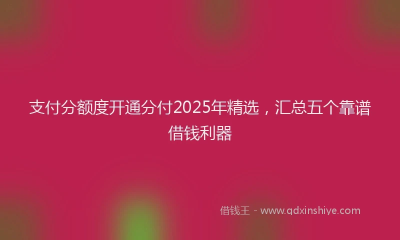 支付分额度开通分付2025年精选，汇总五个靠谱借钱利器