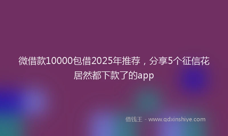 微借款10000包借2025年推荐，分享5个征信花居然都下款了的app