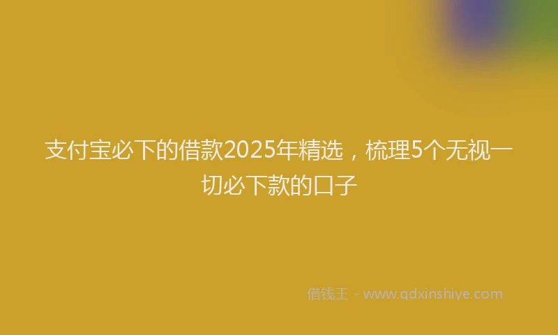 支付宝必下的借款2025年精选，梳理5个无视一切必下款的口子