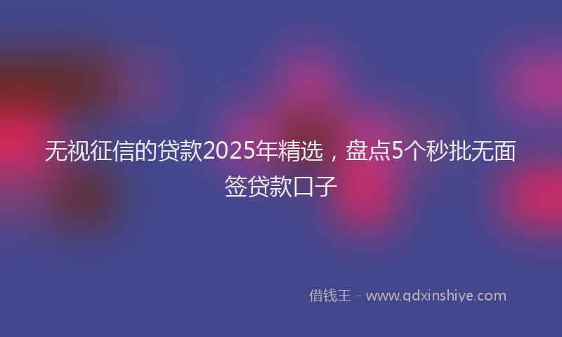 无视征信的贷款2025年精选，盘点5个秒批无面签贷款口子