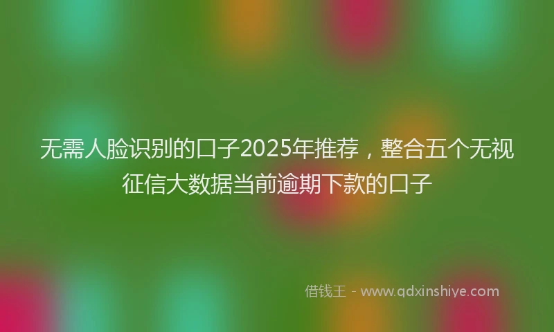 无需人脸识别的口子2025年推荐，整合五个无视征信大数据当前逾期下款的口子