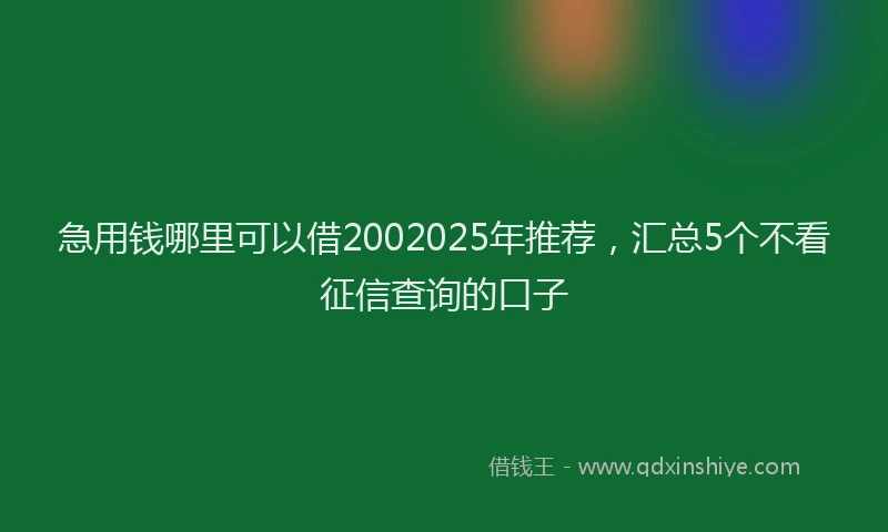 急用钱哪里可以借2002025年推荐，汇总5个不看征信查询的口子