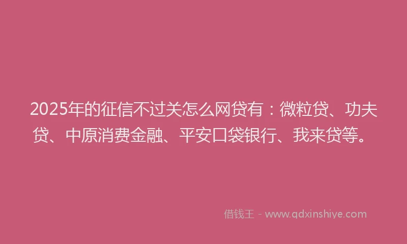2025年的征信不过关怎么网贷有：微粒贷、功夫贷、中原消费金融、平安口袋银行、我来贷等。