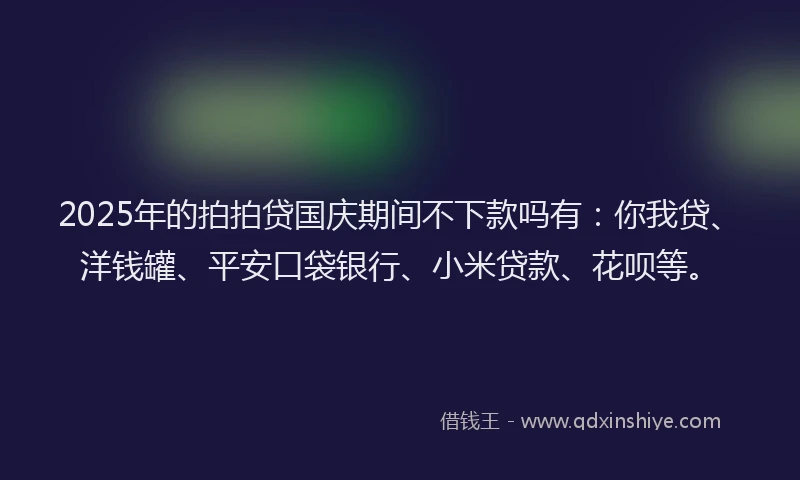 2025年的拍拍贷国庆期间不下款吗有：你我贷、洋钱罐、平安口袋银行、小米贷款、花呗等。