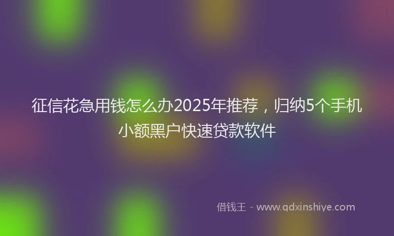 征信花急用钱怎么办2025年推荐，归纳5个手机小额黑户快速贷款软件